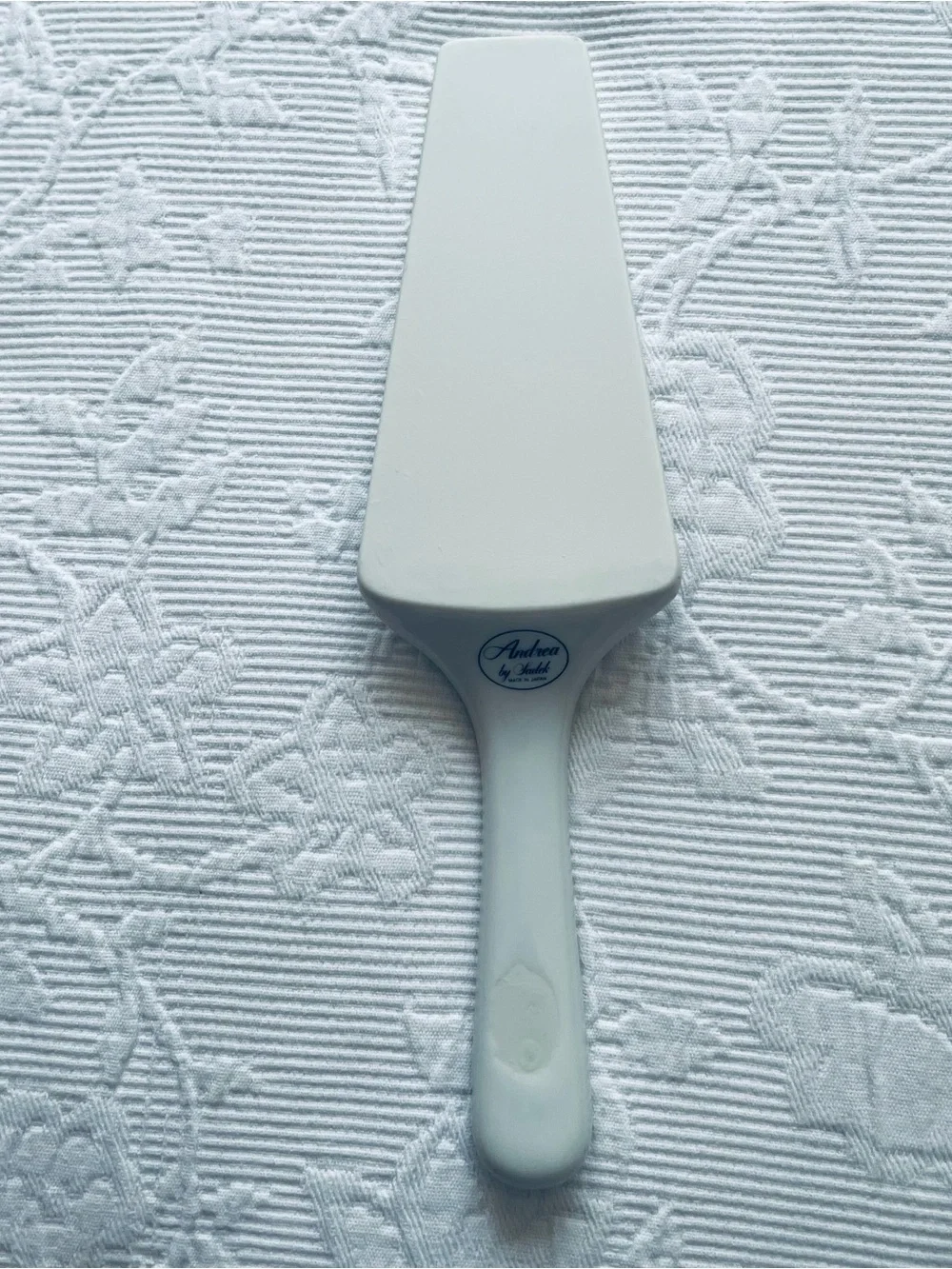 Andrea By Sadek White Porcelain Server with Blue Logo